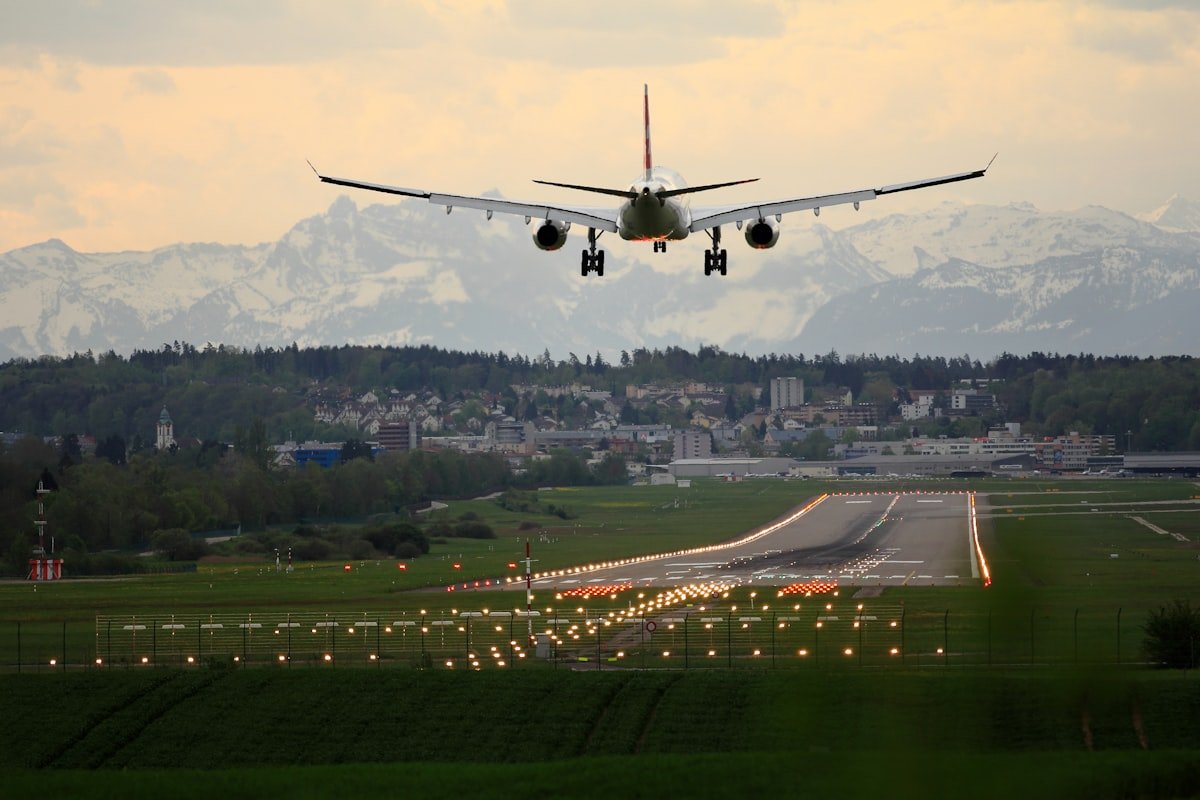 Airport operations at dusk