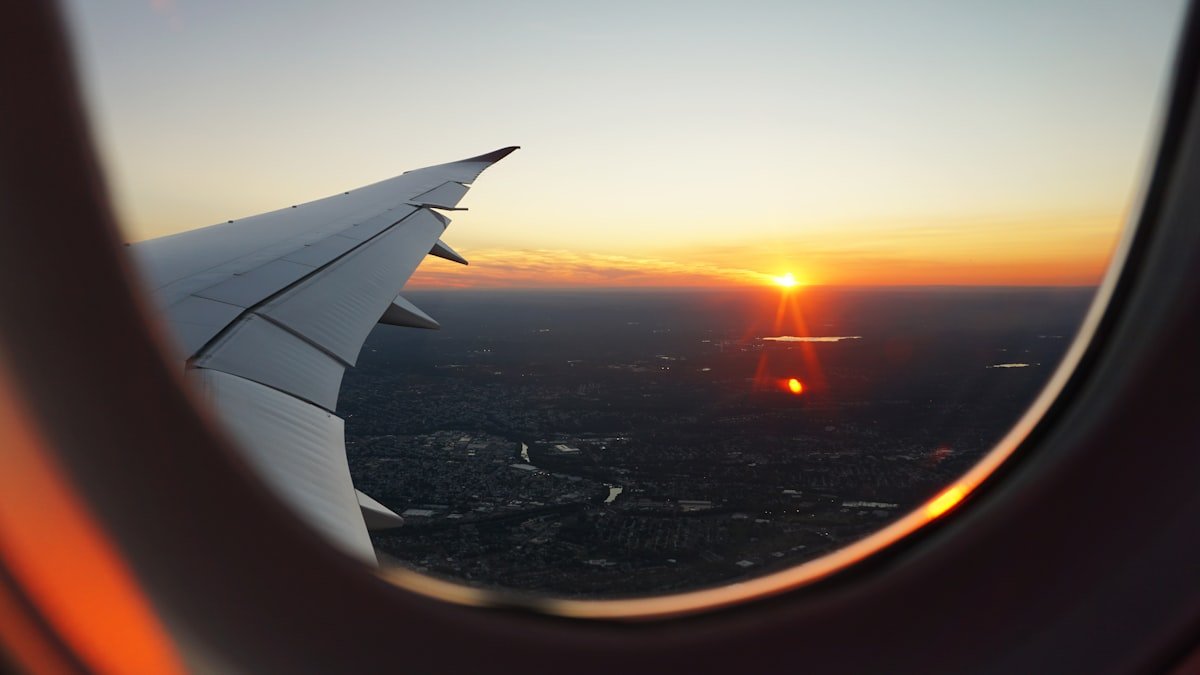 Aircraft wing above the clouds